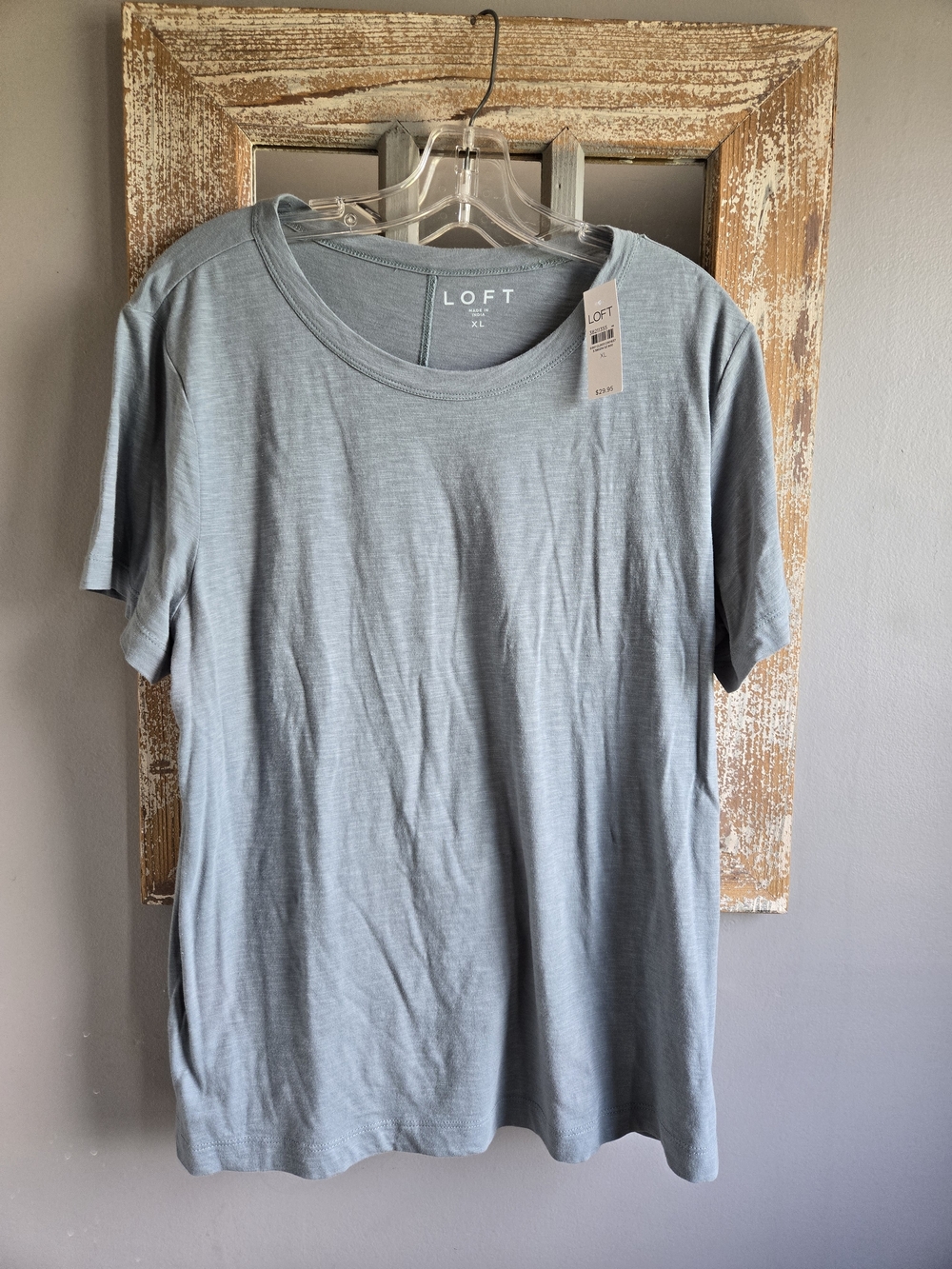 NWT LOFT Womens Short Sleeve Crewneck T-Shirt in Dusty Blue